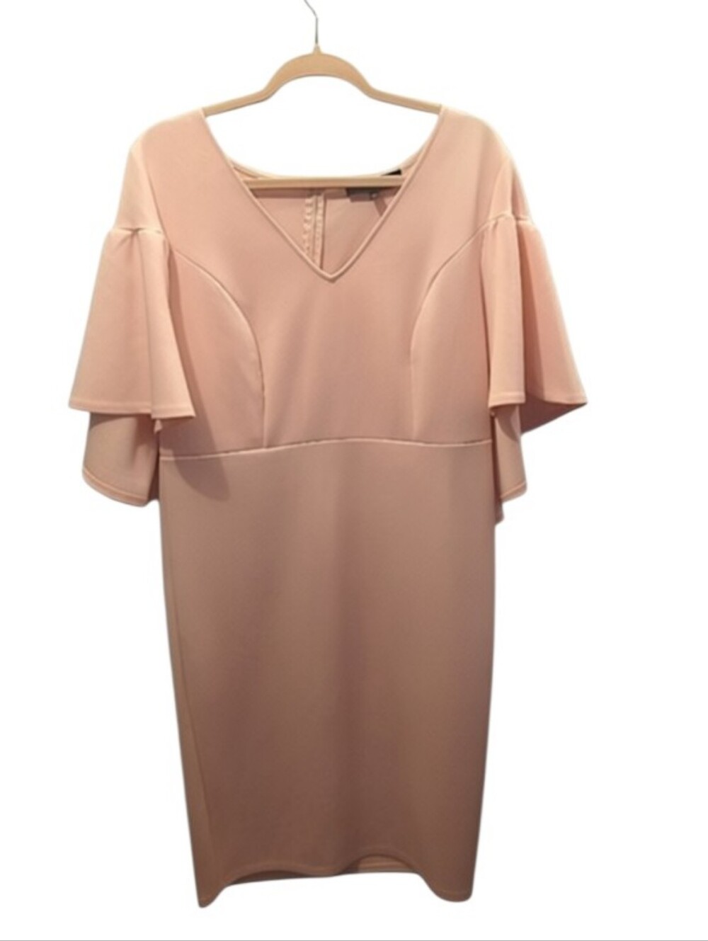 New WOT Eloquii V-neck pink ruffle cape dress